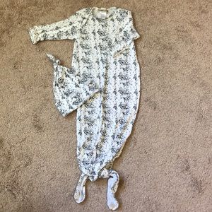 EUC Bamboo Knotted Gown & Hat 0-3 months